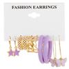 IF ME Fashion Resin   Earrings Set Checkerboard Heart Crystal Butterfly  Earring Women Jewelry Accessories