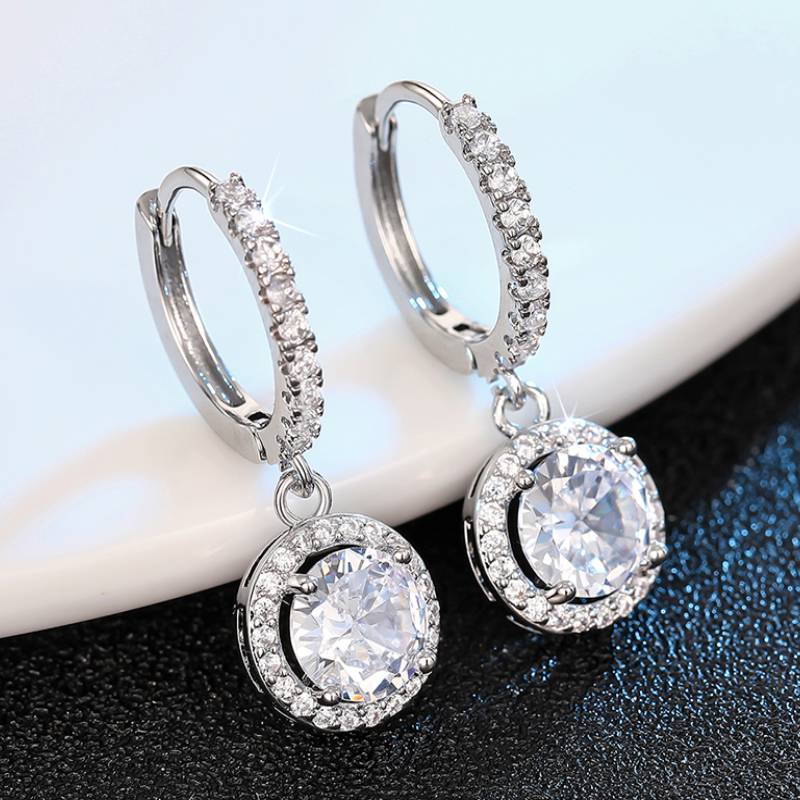 Xiaomi Huitan Elegant Women Drop Earrings Inlaid Sparkling Cubic Zirconia Wedding Engagement Accessories Silver Color Fashion Jewelry