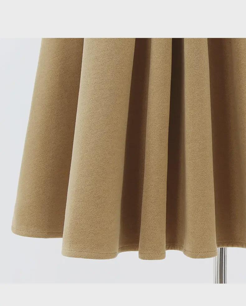 Nová stylová plisovaná sukně ve tvaru deštníku s vysokým pasem – Jarní/Podzimní střední délka s designem pasu do V