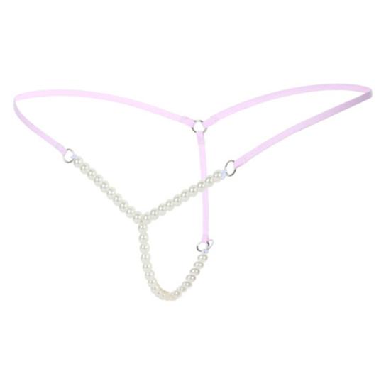 Women Sexy Faux Pearl String Massage  Underwear Briefs Thongs G-String Knickers