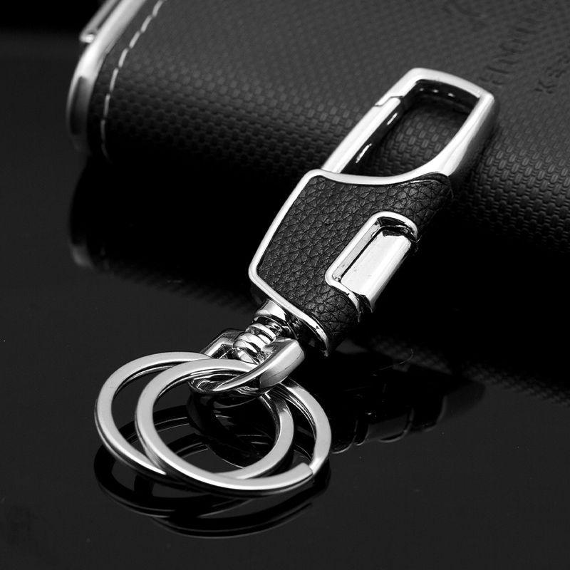 Creative Car Keychain Sleek Stainless Steel Heavy-Duty with Textured Grip 2 Extra Key Rings for Men Women Perfect for Car Keys Minimalist Design
