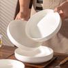 Minimalist 8-Inch White Ceramic Dinner Plates, 4-Pack