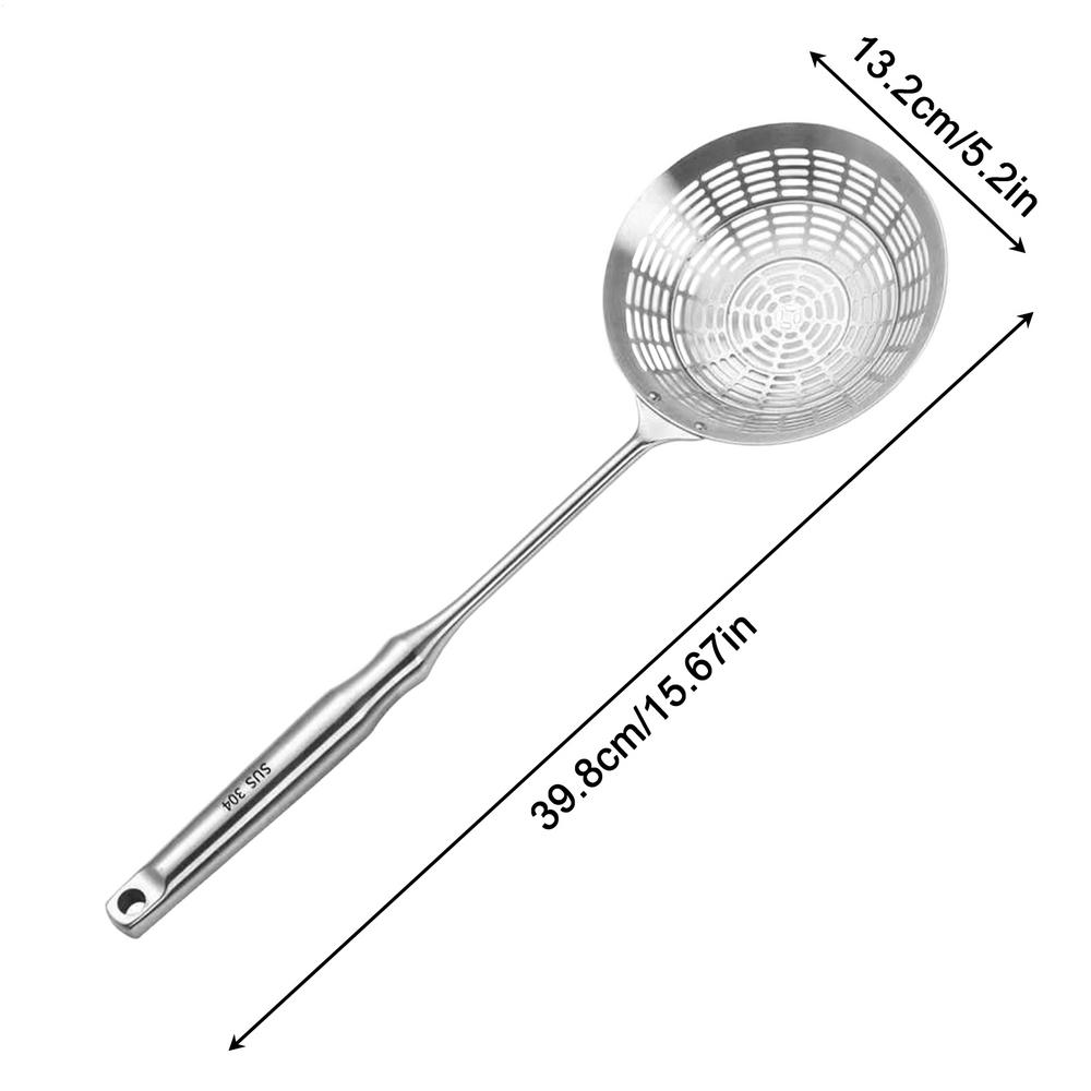 

Mesh Strainer with Handle Stainless Steel Slotted Kitchen Tools Fryer Pasta Spoon Spider Skimmer for French Fries Dumplings серебряный