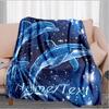 1PC Custom Name Dolphins Starry Night flannel blanket versatile,all-season throw suitable for the living room,bedroom,camping,travel,and gift