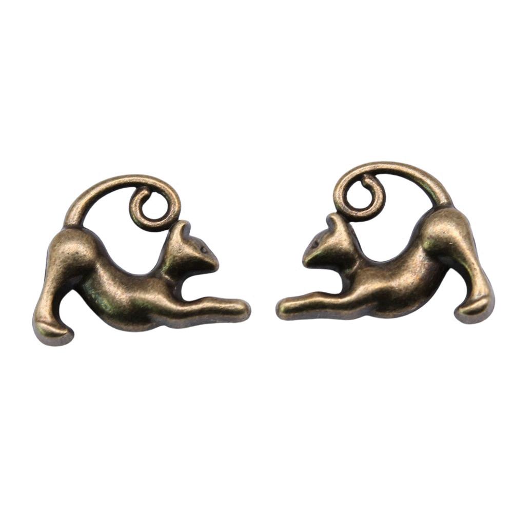 Charms Cat Pendants Heart Alloy Crafts For DIY Jewelry Making Accessories