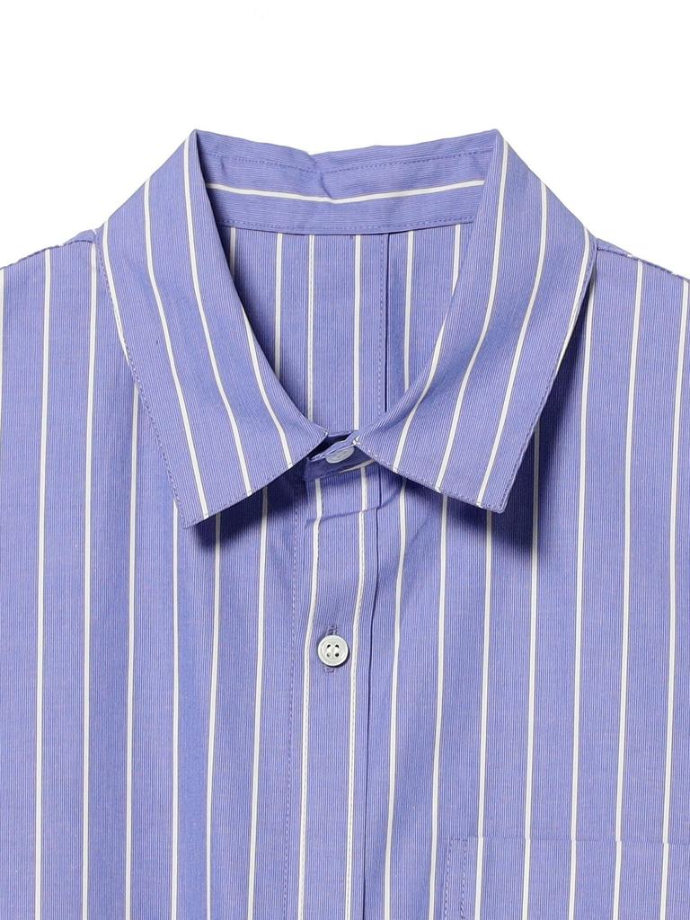 Beams Shirt Blue One Size Demi-Luxe Women's Back-Open Dress, Stripe,