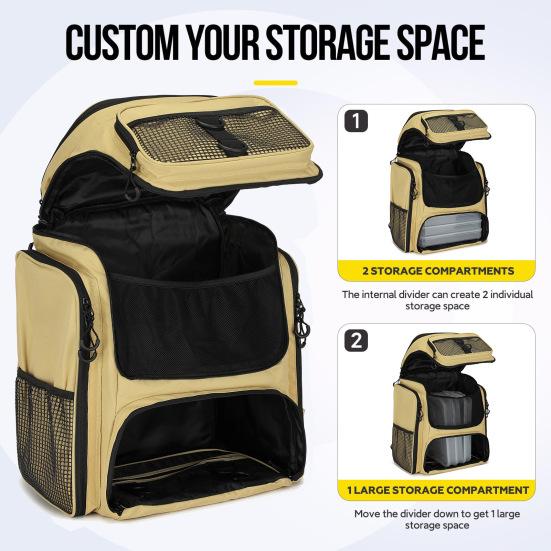 Fish Tackle Lure Organizer Storage Backpack Multi-layer Large-Capacity Design Waterproof Fishing Bag with Rod Holders