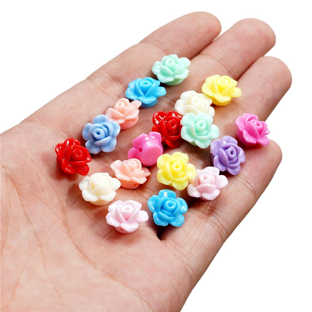 40Pcs/Lot 7.5*12.5*12.7mm Acrylic Small Flower Loose Spacer Beads for DIY Jewelry Making Necklace Bracelet Findings Accessories