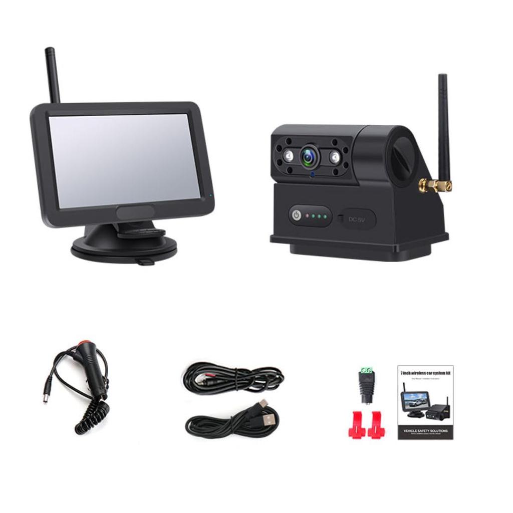 HUAJUN Drahtlose Backup-Rückfahrkamera Drahtloses Digitales Rauschen HD-Bild Entfernungssignalbild DIY Backup Solar Einfach Kompatibel mit und Japanisch