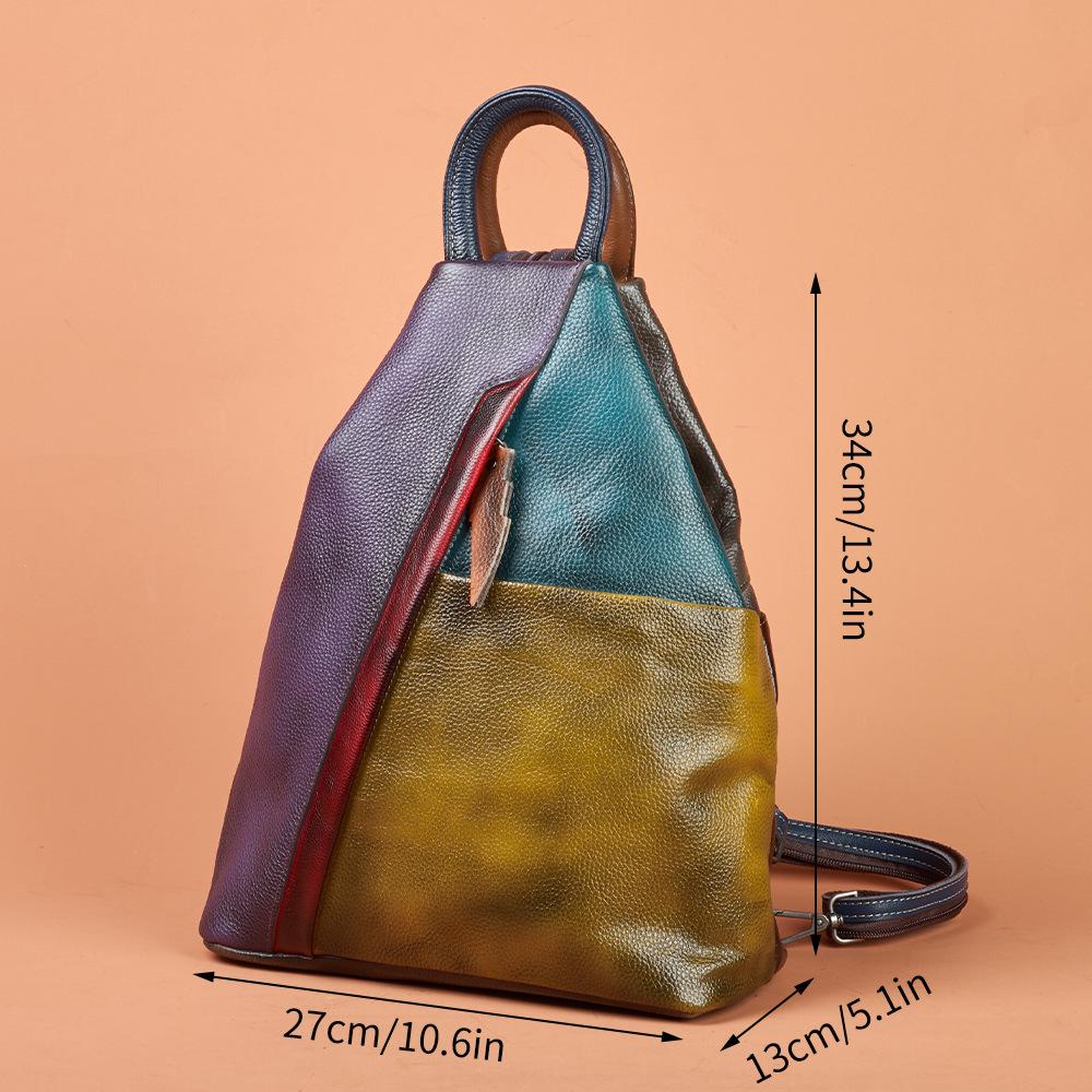 2025 Retro Women's Genuine Leather Handbag & Backpack - Versatile, New Color-Rubbed Design