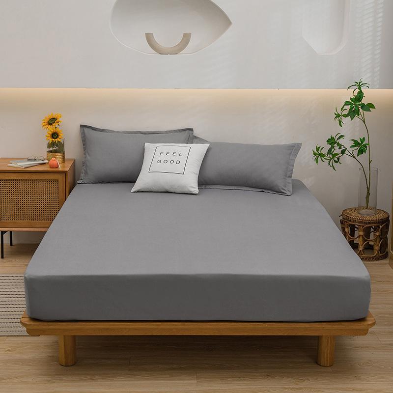 1 PCS Bedding Cotton Fitted Sheet With Elastic Bands High Quality Color Mattress Covers For Single Double King Queen Bed Linen Bedcloth Bedcover