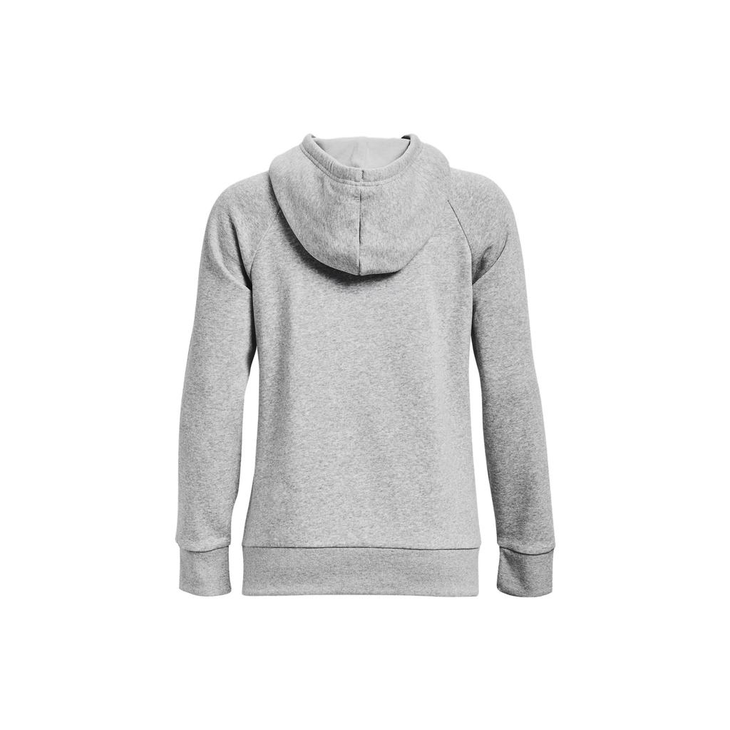 Under Armour Solid Color Letter Print Hooded Pullover Sweatshirt Women Tops Light-Grey 1379501-012