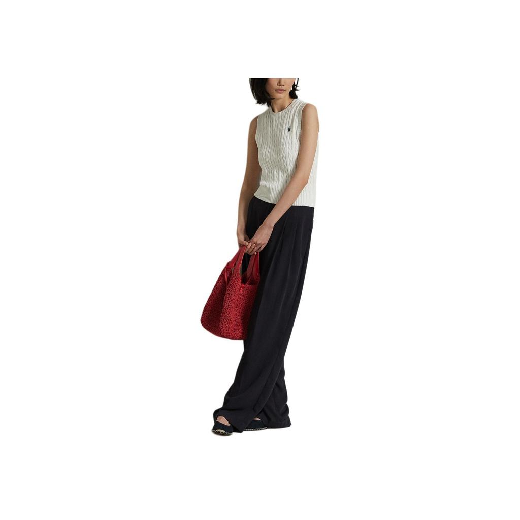 Polo Ralph Lauren Cable Knit Cotton Sleeveless Sweater Women Tops White WMPOSWENC021229-100