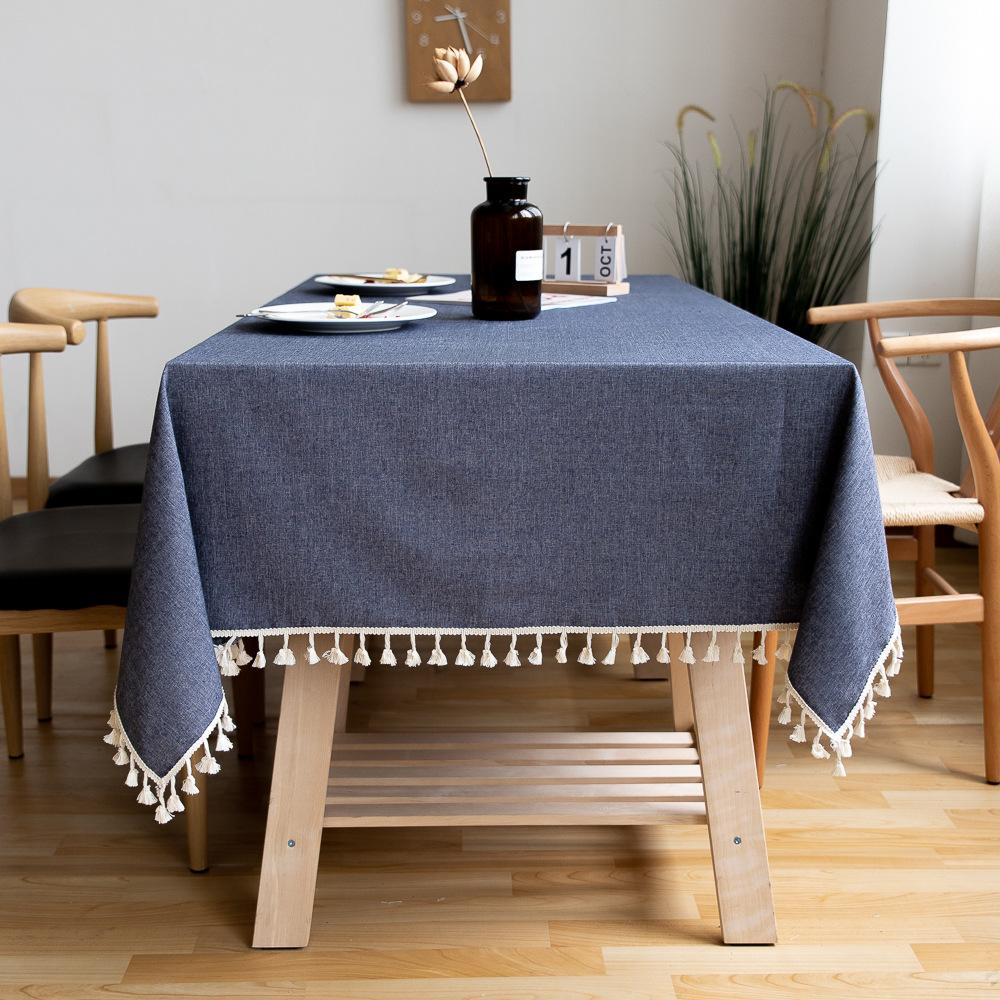 Tablecloth Nordic Ins Style Home Dining Cloth Fringed Solid Color Fabric Cotton And Linen Cover Cloth Hotel Home Restaurant Tablecloth