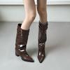Pointed Design Belt Buckle Boots Children 2025 Autumn and Winter New Thin But Knee Thick Heel High Boots
