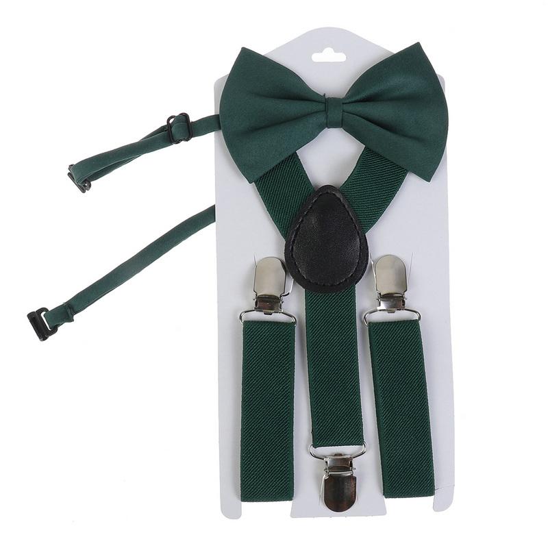 

Набор детских подтяжек с галстуком-бабочкой шириной 2,5 см, эластичные регулируемые подтяжки с Y-образной спинкой шириной 60 см, формальные классические галстуки-бабочки с предварительно завязанными шнурками для мальчиков и девочек 1–9 лет 60cm зелёный