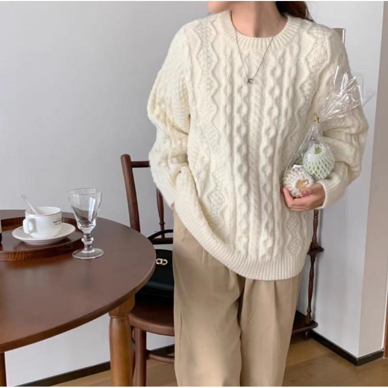 Lazy wind pink twist knitted sweater women's coat spring and autumn new soft waxy high-end top
