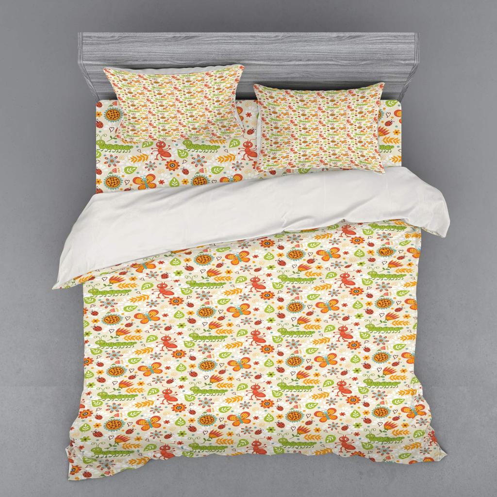 Ants Duvet Cover Set for Kids Boys Girls Teens Queen King Lightweight Bedspread Cover Bedroom Decor Insects Bedding Set No Quilt