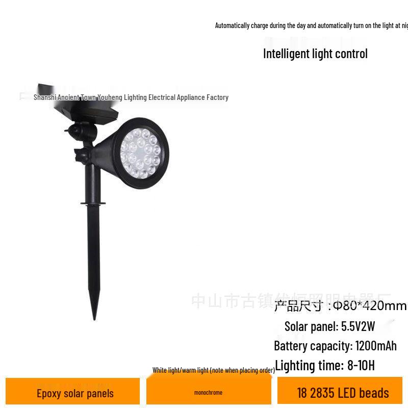 Solar Colorful Outdoor Lawn Spotlight - Automatic Dusk Activation, Ground-Inserted Garden Tree Light