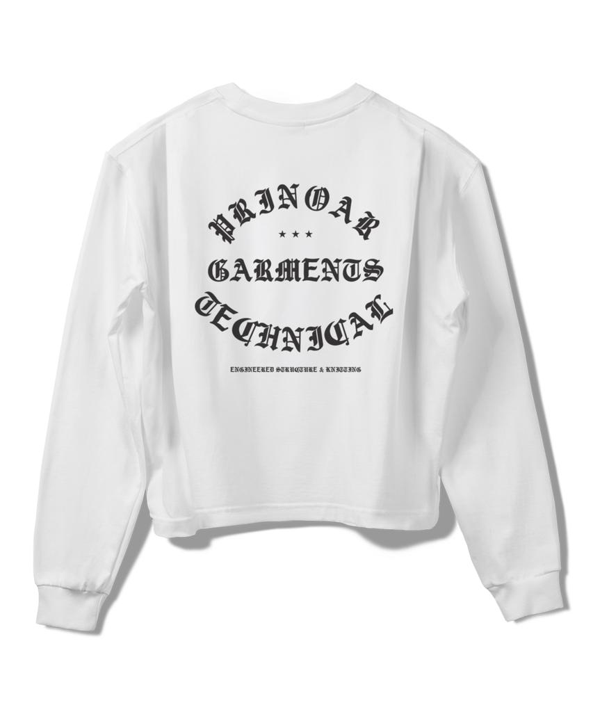 PRINOAR Garments Semi-Crop Long Sleeve T-Shirt - White
