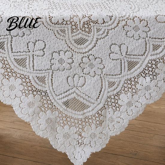 Non-slip Tablecloth White Vintage TV Square Floral Scalloped Lace Tablecloth Doily Elegant Cabinet Cover Table for Nightstand End Tea