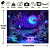 2D Blacklight Trippy Forest Tapestry Galaxy Moon Waterfall Glow In the Dark Wall Hanging