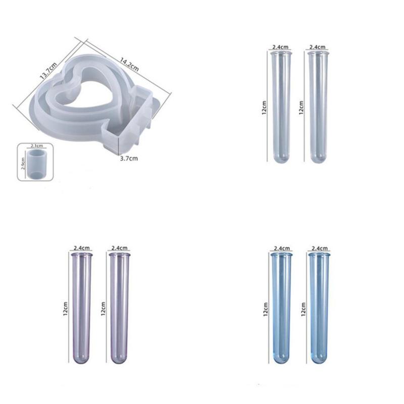 Silicone Flower Vase  Mold  Set Hex Love Shape Plant Propagation Station With Test Tube Flexible