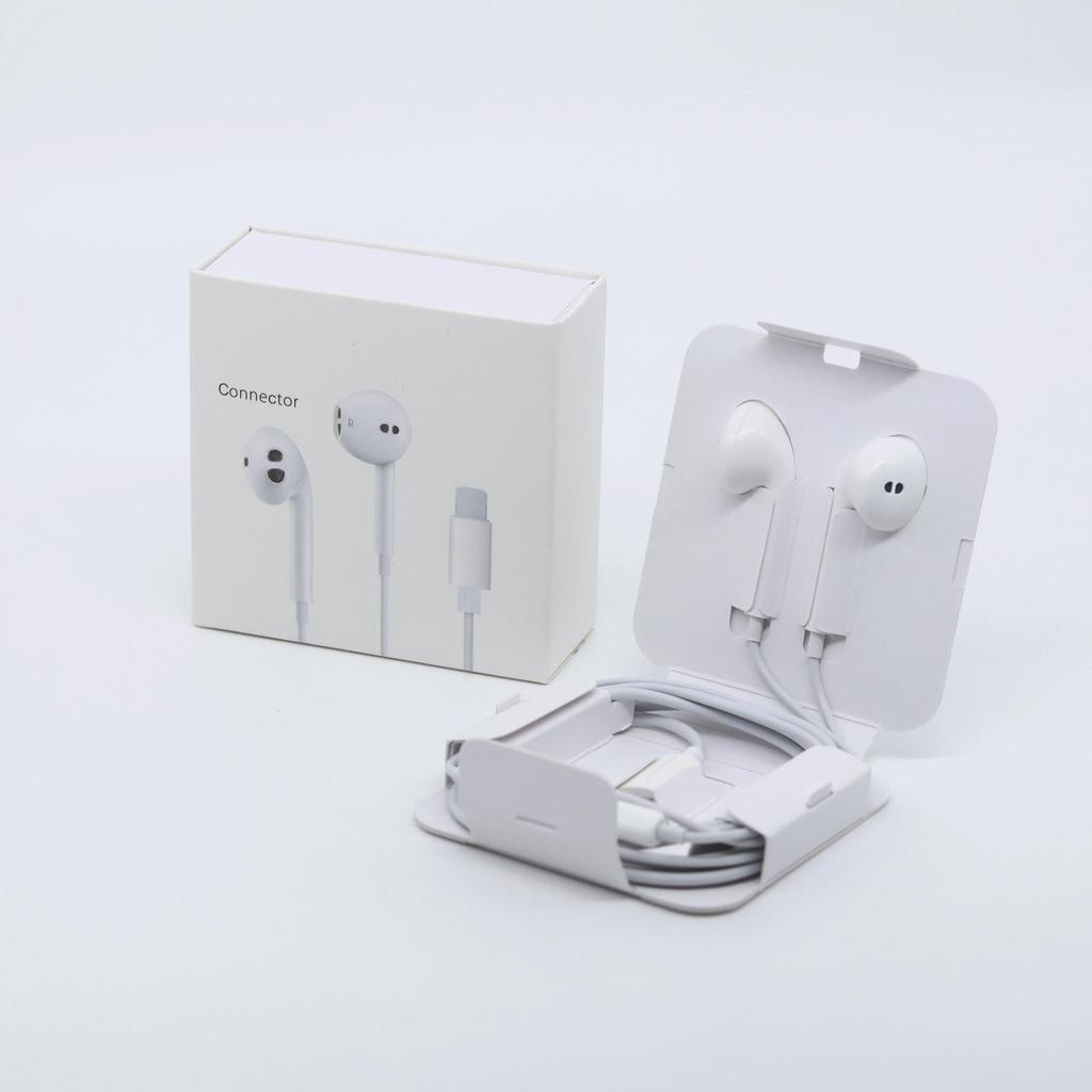 Căști cu fir Apple pentru iPhone 7-14: Fulger cu cap plat controlat prin fir (Versiune Crăpată)