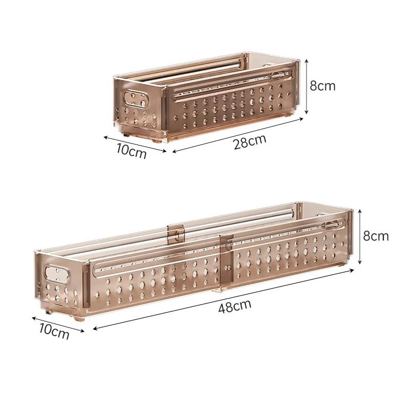 

Растягивающийся ящик для хранения, большой вместительный органайзер для кухонного шкафа, ящик для хранения закусок, косметики, органайзер для гардероба, экономия места