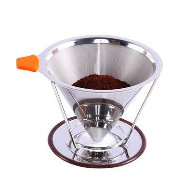 Nerezový kuželový kávový filtr dripper Dvouvrstvý síťovaný kávový kuželový filtr Kávové příslušenství