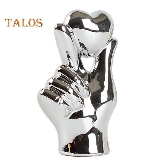 

1/2 шт. Фигурка в виде сердца с жестом любви, держащая сердце в руке, керамическая статуэтка, скульптура для дома, офиса, свадьбы, вечеринки, украшения для рабочего стола, орнамент A серебряный