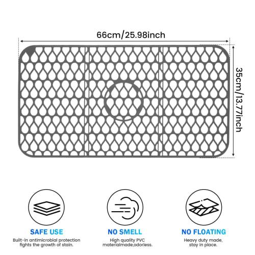 Shuiling Silicone Sink Mat, Heat Resistant -40~230C, Anti-Slip Sink Drain Protector, Kitchen Sink Mat, Plate Holder, Drying Mat (66*35cm*1 Piece)