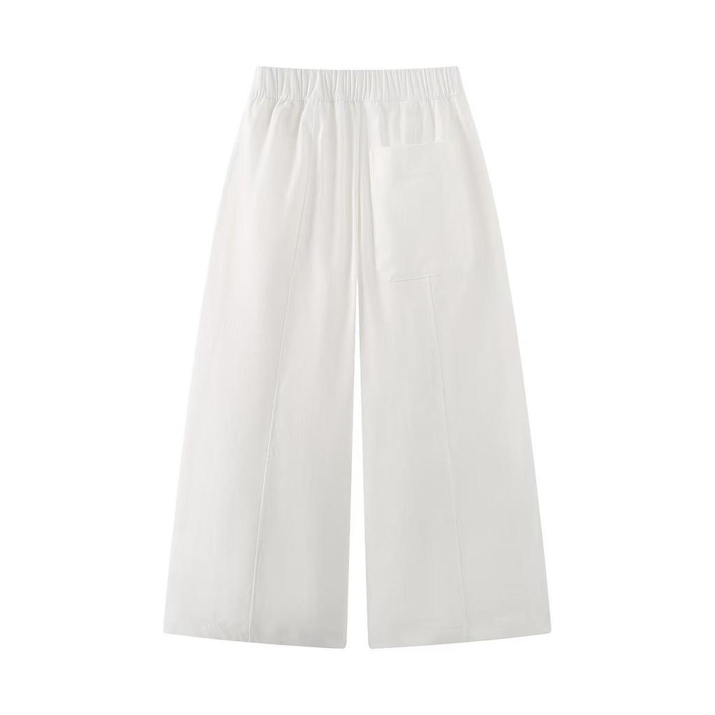 Spring/Summer 2026 European & American Style Women's Fashion Wide-Leg Embroidered Elastic Waist Casual Pants Y7602A