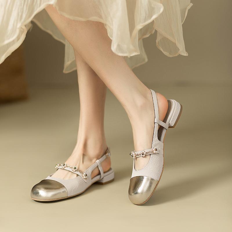 Giant soft French sweet Mary Jane bag head sandals women's summer new small fragrant wind pearl chain flat shoes