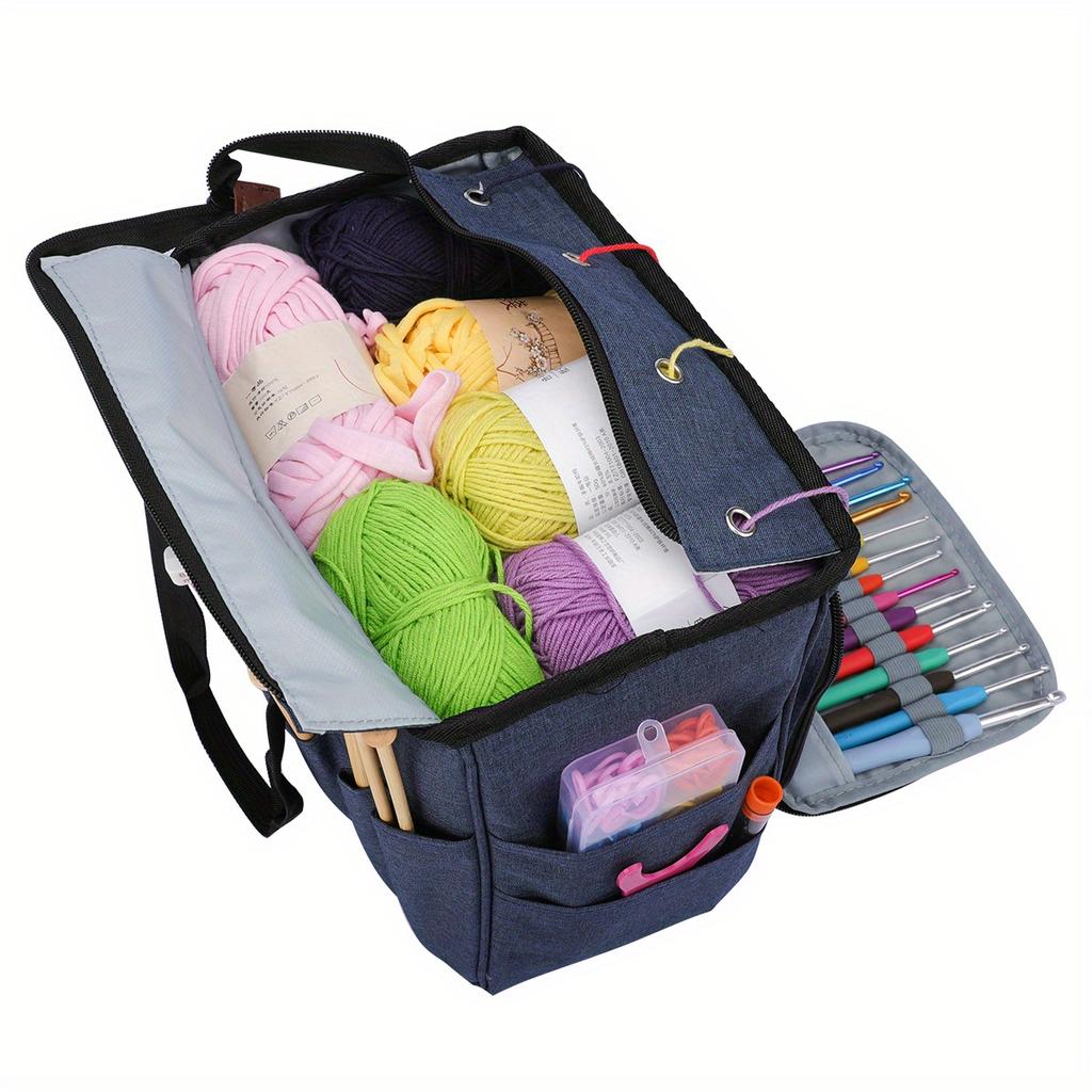 1pc Knitting Yarn Organizer, Knitting Bag Organizer, Yarn Storage Bag, Large Capacity Crochet Tote Portable Bag For Yarn