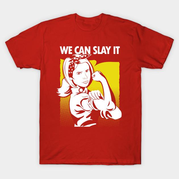 

Men Black Print T-shirt We Can Slay It No-Cut Transfer Paper Print Cotton Tshirt 3XL червоний