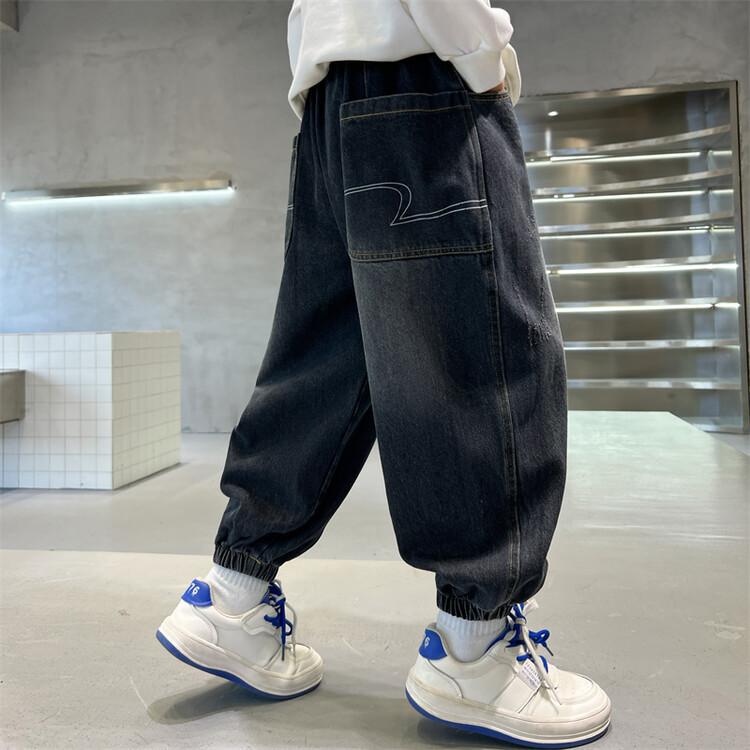 

Одежда для мальчиков Джинсы Детские Прочные и Красивые Весенние и Осенние Брюки Корейские Стильные Повседневные Брюки для Малышей 150 чёрный