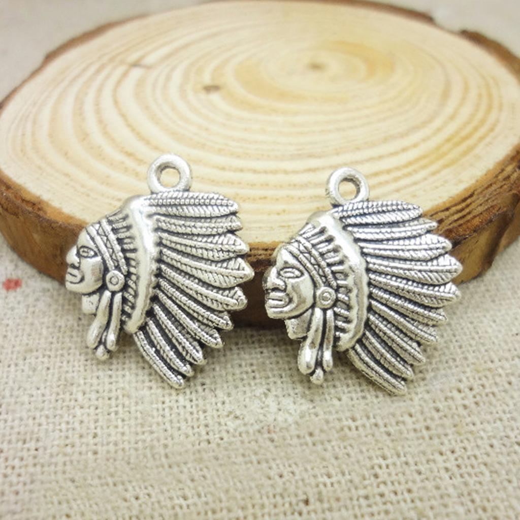 Pack of 30 Indian Chief Head Necklace Pendants Tribal Jewelry Findings Suitable for Jewelry Designing and Accessory