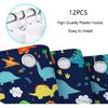 JAWO Dark Blue Cartoon Dinosaur Shower Curtain Kids, Cartoon Dinosaur Curtains Colorful Animals Plants for Boys Girls Polyester Fabric Shower Curtain