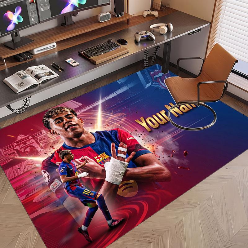 Custom Rug Lamine Yamal Pattern Print Name Text Soft Non‑Slip Floor Carpet for Home Indoor Decoration