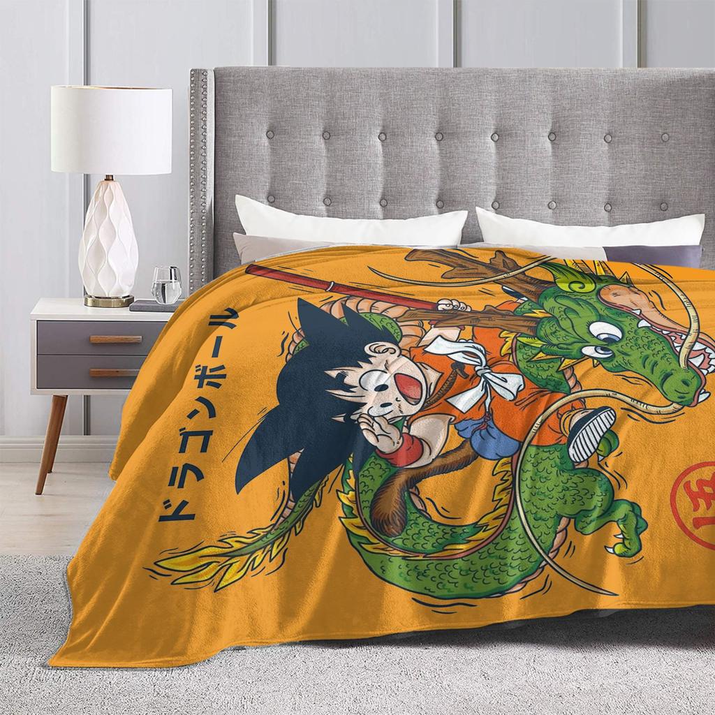Goku & Shenron Fleece Blankets DBZ Novelty Throw Blankets for Sofa Bedding Lounge 125*100cm Bedspread,