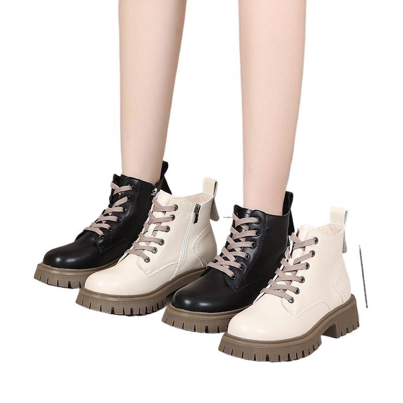 Leather platform Martin boots women's British style 2025 new spring and autumn single boots versatile casual winter short boots