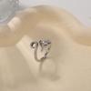 Anello Gatto Geometrico Europeo & Americano, Design Aperto Regolabile, Ornamento Animale Lavorato a Maglia per Dita.