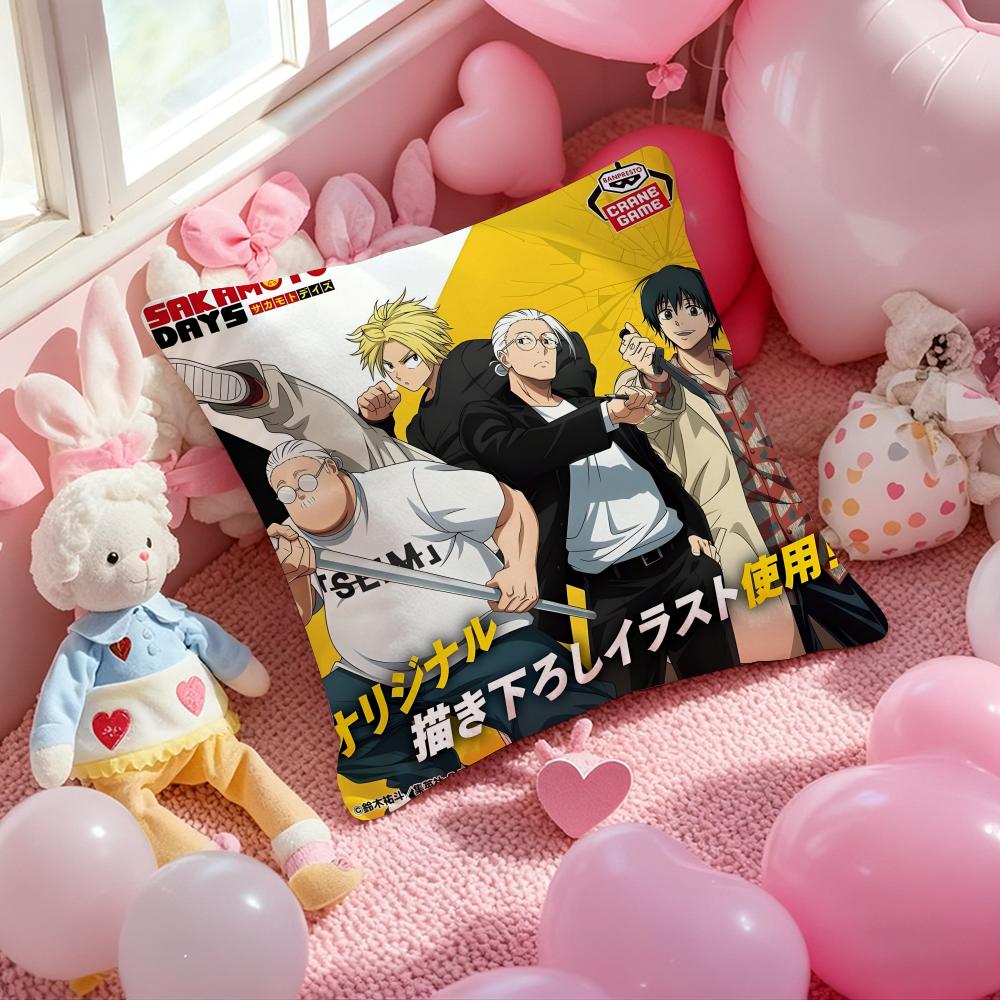 S-SAKamoTO DAYS Anime Cushion Cover Pattern Printed Pillowcase for Living Room Sofa Cushion Cover & Bedroom Decor