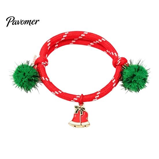 Christmas Gift for Women Bracelets, Red Green String Bracelet, Adjustable Rope Bracelet with Handmade Alloy Jewelry Charm And Tinsel Pom Poms, Holiday