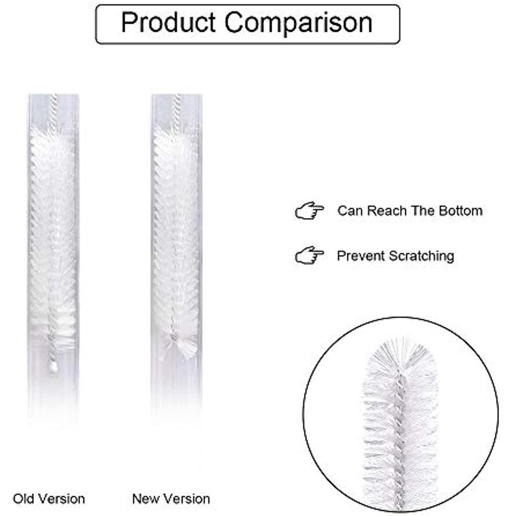 Bottle Brush, 12Pcs Cleaning Brush Set Multipurpose Pipe Bottle Brush, Keyboard, Test Tube, Kettle Mouth, Sink, Bottles, Coffee Machine (White)