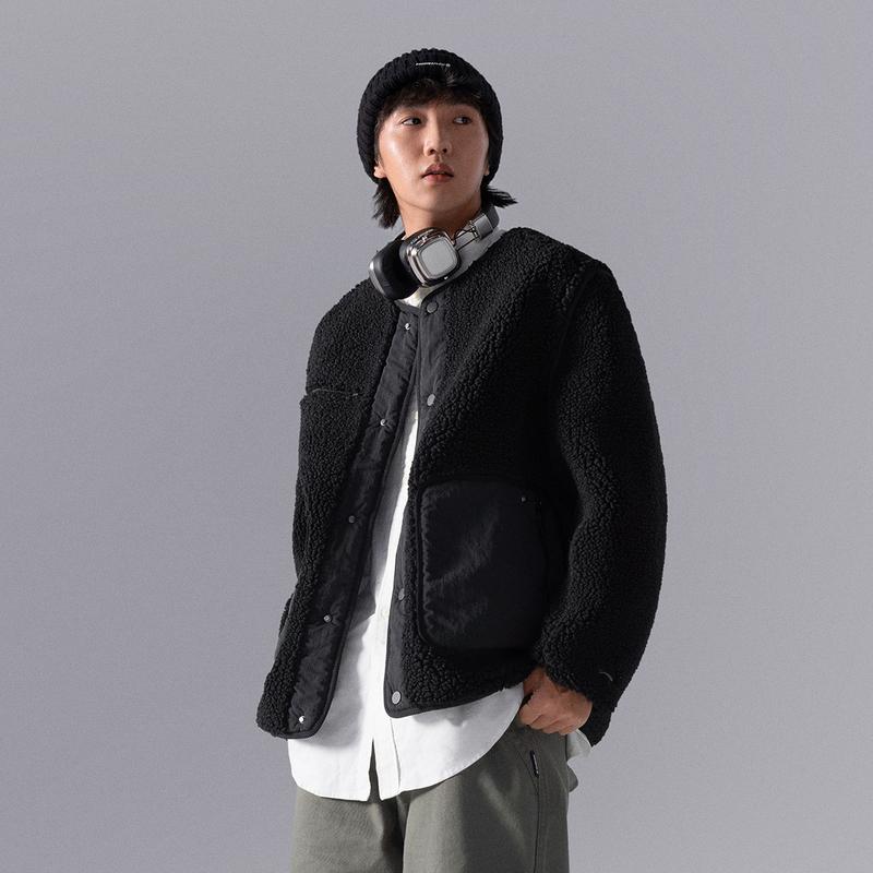 Li Ning CF Suo Round Neck Single Button Warm Long Sleeve Knit Sweater Men Sweater Black AFDU911-4