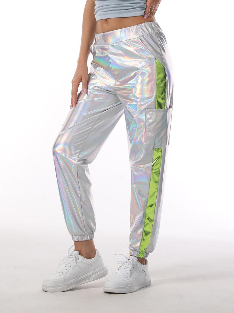 Pantaloni da Donna Iridescenti Casual dalla Vestibilità Larga per Hip Hop e Festa
