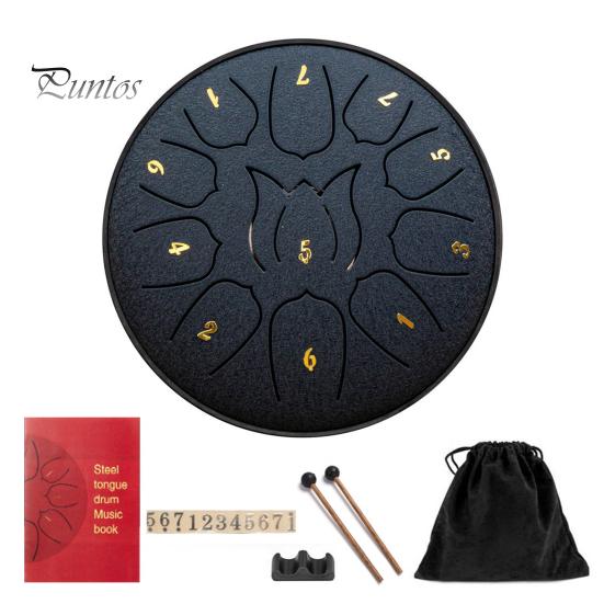 Steel Tongue Drum Set Ethereal Drum with Bag Sticks Music Book Drum Holder Sound Healing Hand Drum for Meditation Yoga Chakra Music Therapy