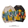 Hong Kong Style Cartoon Sweater: Unisex Loose Round Neck Autumn Knitwear